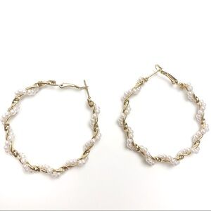 NEW Gold Hoop Pearl Alloy Earrings